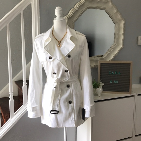 Zara Jackets & Blazers - 🤩HP🤩 Zara white trench coat size XL NWT